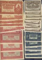 Hagyaték bankjegytétel: korona (30x) 8klf + pengő (141x) 7klf bene "V.H.", infla +  modern...