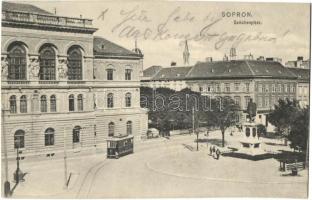 1913 Sopron, Széchenyi tér, villamos