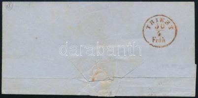 3kr with St. Andrews cross remains + 6kr on cover ,,PESTH" - Triest Sign: Matl 3kr andráskeresz...