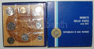 San Marino 1972. 1L-500L 8klf db, forgalmi szettben, benne Ag! T:1 Díszdobozban, tanúsítvánnyal, ismertetővel!