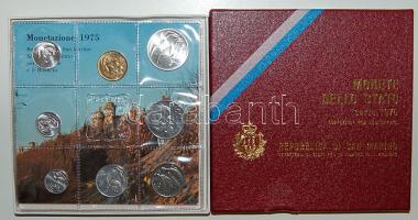 San Marino 1975. 1L-500L 8klf db, forgalmi szettben, benne Ag! T:1 Díszdobozban, tanúsítvánnyal, ismertetővel!