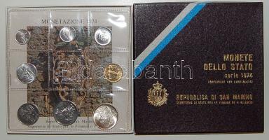 San Marino 1974. 1L-500L 8klf db, forgalmi szettben, benne Ag! T:1 Díszdobozban, tanúsítvánnyal, ismertetővel!