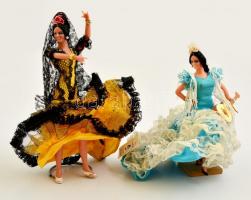 Spanyol táncoslány babák, 2 db, m: 16 és 20 cm