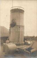 1914 SMS Körös monitor találatot kapott kéménye / SMS Körös Austro-Hungarian Navy river monitor, damaged chimney, photo