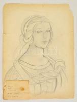 Benczúr jelzéssel: Női fej, ceruza, papír, 37,528 cm