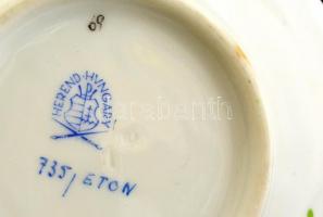 Herendi Eton mintás porcelán mokkás csésze aljak, 2 db, kézzel festett, jelzett, hibátlan, d: 11,5 c...