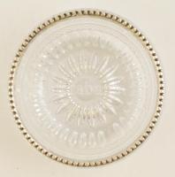 Kristály tál ezüst peremmel d:  12 cm / Crystal tray with silver parts d: 12 cm