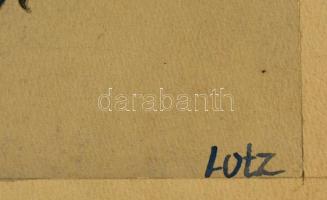 Lotz jelzéssel: Motívum, akvarell, papír, 23,5×19 cm