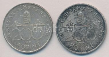 1993. 200Ft Ag "MNB" (2x) T:2 patina