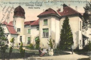1910 Csurgó, Somogy-Csurgó; Meller kastély. W.L. Bp. 6139. Kiadja Kasztl Bertalan (lyuk / hole)