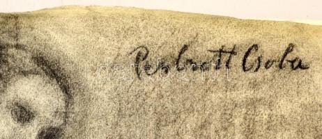 Perlrott jelzéssel: Női akt, szén, papír, jelzett, 51×42,5 cm