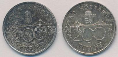 1992. 200Ft Ag "MNB" (2x) T:2 patina