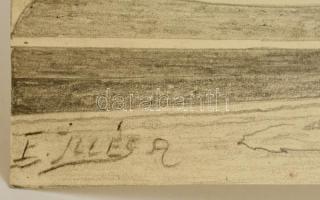 Illés jelzéssel: Zöld Koszorú Szálló, ceruza, papír, 26×39 cm