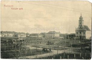 1910 Hatvan, Kossuth park, templom. Jatzkó Lajos kiadása (EM)