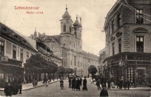 1908 Székesfehérvár, Nádor utca, Vaimar Ferenc, Karas és Weisz és Kováts Pál üzlete, Fiumei Cacao és csokoládé reklám plakát. W.L. 656. (EK)