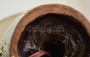 K. Kende Judit (1903-1979): Asztali lámpa, mázas kerámia, jelzett, hibátlan,működik, m: 36 cm, bura ...