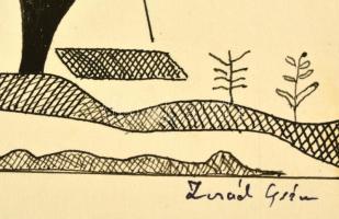 Zorád jelzéssel: Szélmalom, tus, papír, 41×30,5 cm