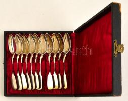 11 darabos ezüst (Ag.) teáskanál szett dobozában / Silver spoon set in box nett:230 g