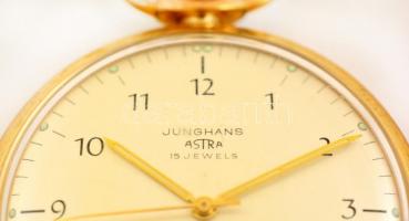 Junghans mechanikus zsebóra szép állapotban, szép gyöngyház számlappal d:4.5 cm
