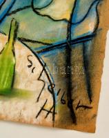 Scheiber jelzéssel: Kávéházban, pasztell, papír, sérült, 39,5×24,5 cm