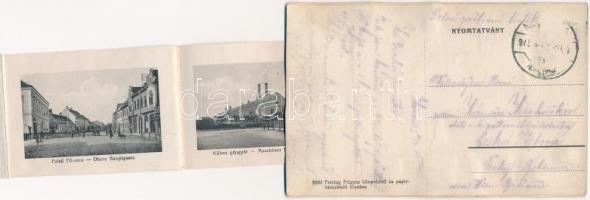 Moson, Fő utca, Római katolikus templom. Stern üzlete. Freitag Frigyes kiadása. leporellolap, belül:...