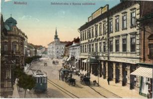 1917 Miskolc, Széchenyi utca, Korona szálloda, villamos,