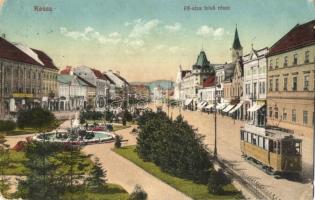 Kassa, Kosice; Fő utca felső része, villamos / main street with tram (EK)