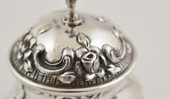 Ezüst (Ag.) pirolás szelence és csipesz / Silver sacharin holder 36 g 6,5cm