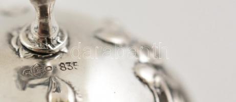 Ezüst (Ag.) pirolás szelence és csipesz / Silver sacharin holder 36 g 6,5cm