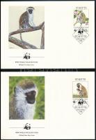 WWF: Ethiopian monkey set on 4 FDC WWF: Etióp majom sor 4 db FDC-n