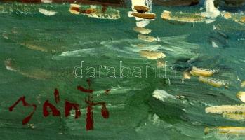 Bánfi jelzéssel: Hajók a Balatonon, olaj, karton, 23,5×33 cm