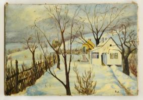 Bicskei Sándor (?-?): Tél a kertben, olaj, vászon, jelzett, 41×60 cm