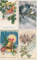 33 db RÉGI üdvözlő lap sok dombornyomott, karácsonyi és litho lappal / 33 pre-1945 greeting art post...