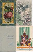 33 db RÉGI üdvözlő lap sok dombornyomott, karácsonyi és litho lappal / 33 pre-1945 greeting art post...