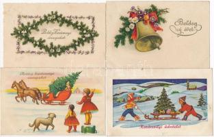 33 db RÉGI üdvözlő lap sok dombornyomott, karácsonyi és litho lappal / 33 pre-1945 greeting art post...