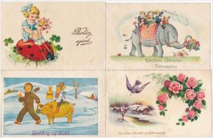 33 db RÉGI üdvözlő lap sok dombornyomott, karácsonyi és litho lappal / 33 pre-1945 greeting art post...