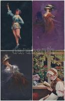 82 db RÉGI hölgyek művész motívumlap / 82 pre-1945 lady art motive cards