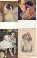 82 db RÉGI hölgyek művész motívumlap / 82 pre-1945 lady art motive cards