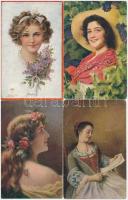82 db RÉGI hölgyek művész motívumlap / 82 pre-1945 lady art motive cards