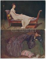 82 db RÉGI hölgyek művész motívumlap / 82 pre-1945 lady art motive cards