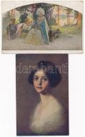 82 db RÉGI hölgyek művész motívumlap / 82 pre-1945 lady art motive cards