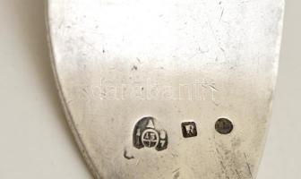 Antik ezüst (Ag.) monogramos merőkanál, jelzett, mesterjeggyel, h:35 cm, nettó:224 g