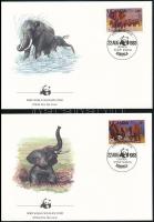 WWF: African elephant set on 8 FDC WWF: Afrikai elefánt sor 8 db FDC-n