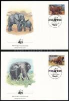 WWF: African elephant set on 8 FDC WWF: Afrikai elefánt sor 8 db FDC-n