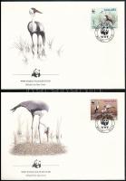 WWF: Crane set on 4 FDC WWF: Golyvás daru sor 4 db FDC-n