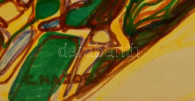 Major Kálmán (1919-2007): Mediterrán hangulat. Vegyes technika, papír, jelzett, üvegezett keretben, ...