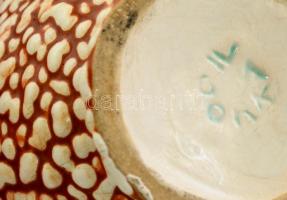 Iparművészeti Vállalatos Gorka kerámia váza, zsugor mázas,jelzett, hibátlan, m: 12,5 cm