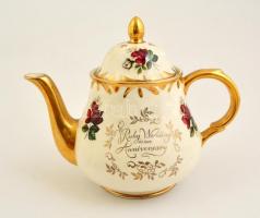 Arthur Wood angol teás kancsó, matricás, jelzett, Ruby Wedding felirattal, kopott, m: 18 cm