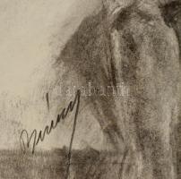 Berény jelzéssel: Ülő férfi akt. Szén, papír, felcsavarva, 58×42 cm