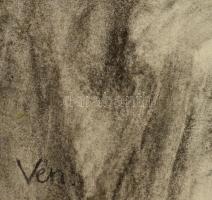 Vén jelzéssel: Ülő női akt. Szén, papír, hajtás nyommal, felcsavarva, 80×60 cm